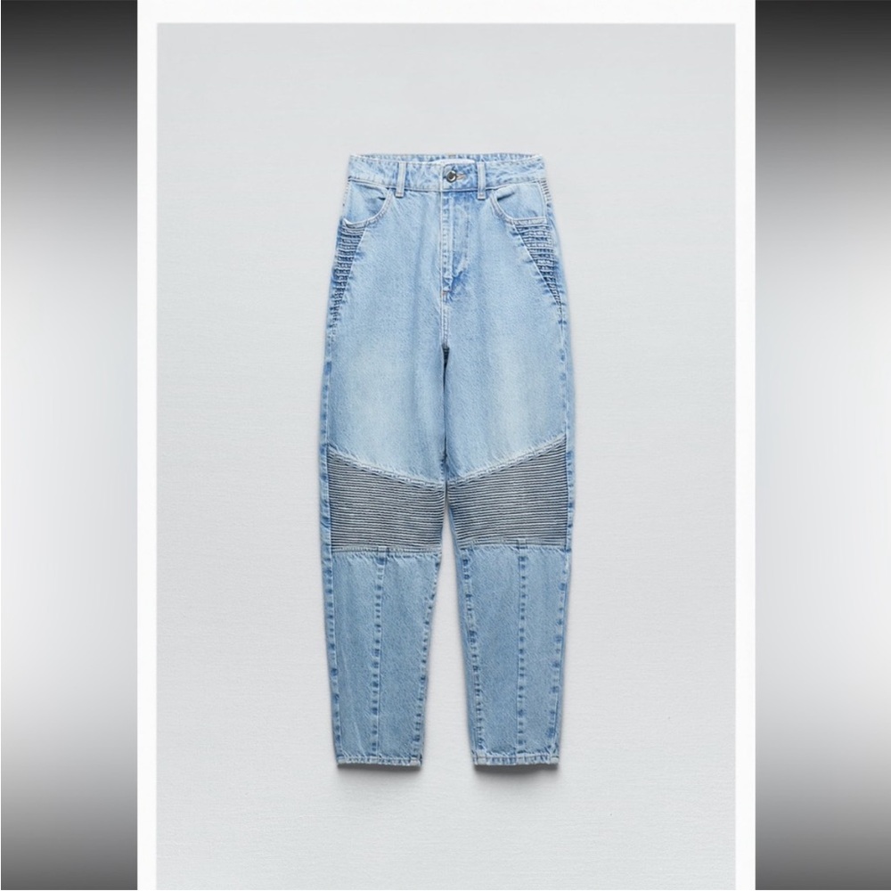 Zara Moto Ribbed Panel Jeans Size 2